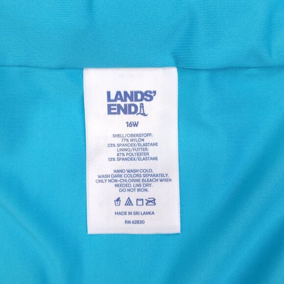 Lands End High Waisted Bikini Swim Bottoms Plus Size 16W Turquoise Chlorine - Picture 3 of 10